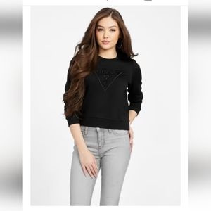 Guess Ashlynn Crewneck Sweatshirt Black NWT
